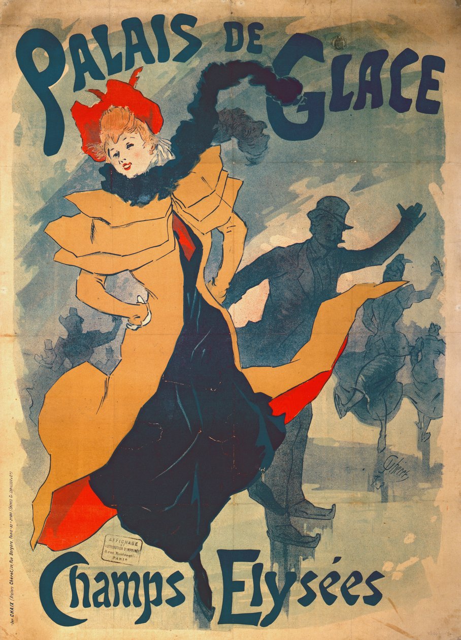 Cartaz, anunciando, a, palácio gelo, ligado, a, champs elysees de Jules Cheret