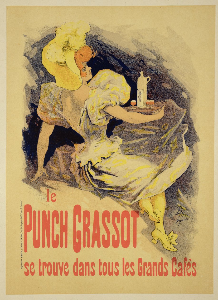 Reprodução de um cartaz publicitário &39;Punch Grassot&39;, 1895 de Jules Cheret