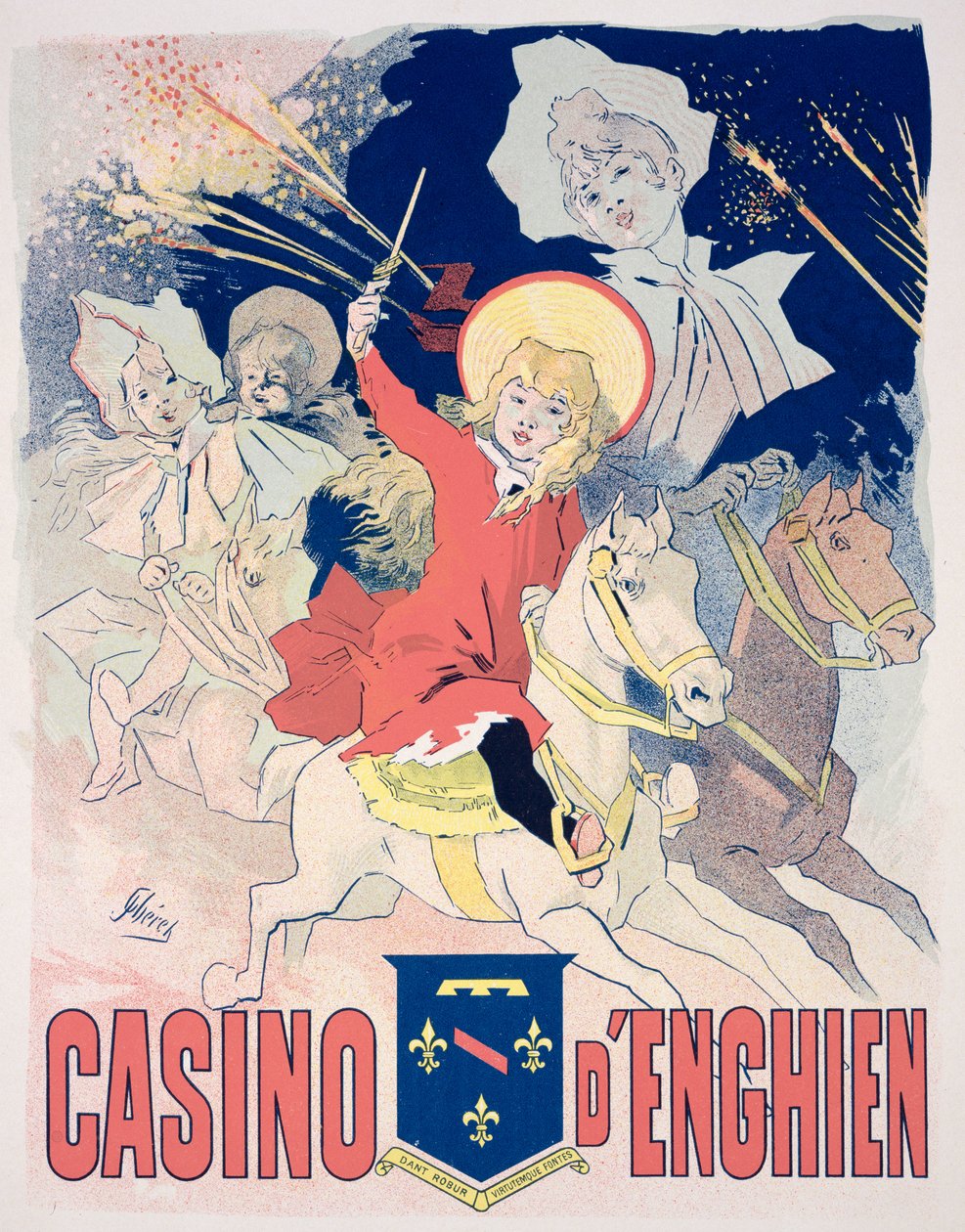 Reprodução de um cartaz que anuncia o &39;Casino d&39;Enghien&39; de 1890 (ver 41530) de Jules Cheret