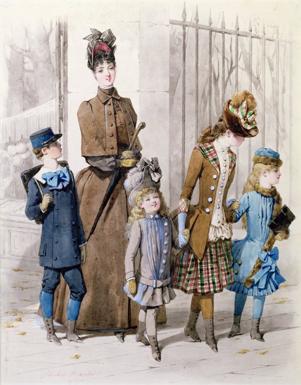 Mãe e filhos em andar vestido de Jules David
