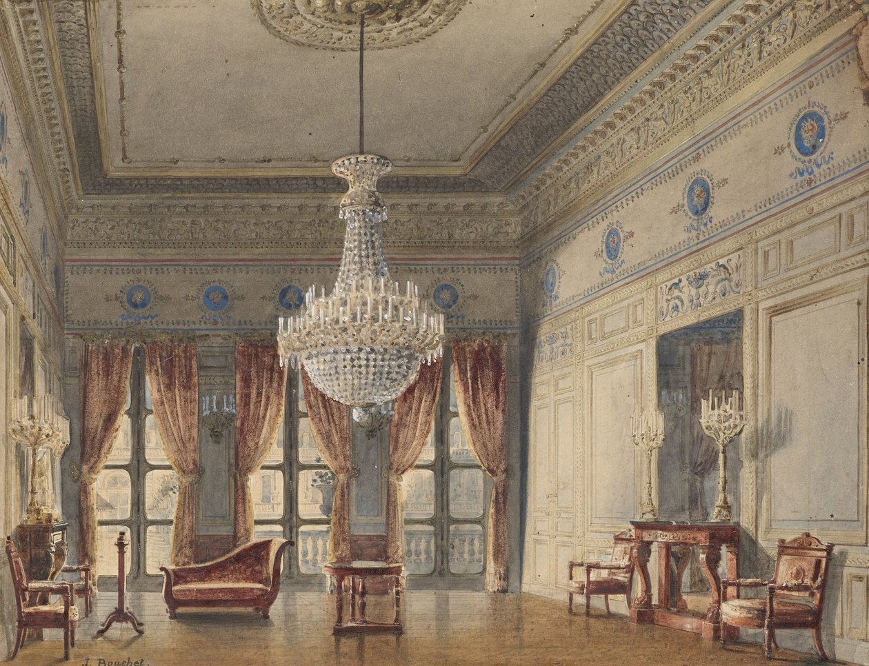 O Salão na Ala Montpensier, Palais Royal de Jules Frédéric Bouchet