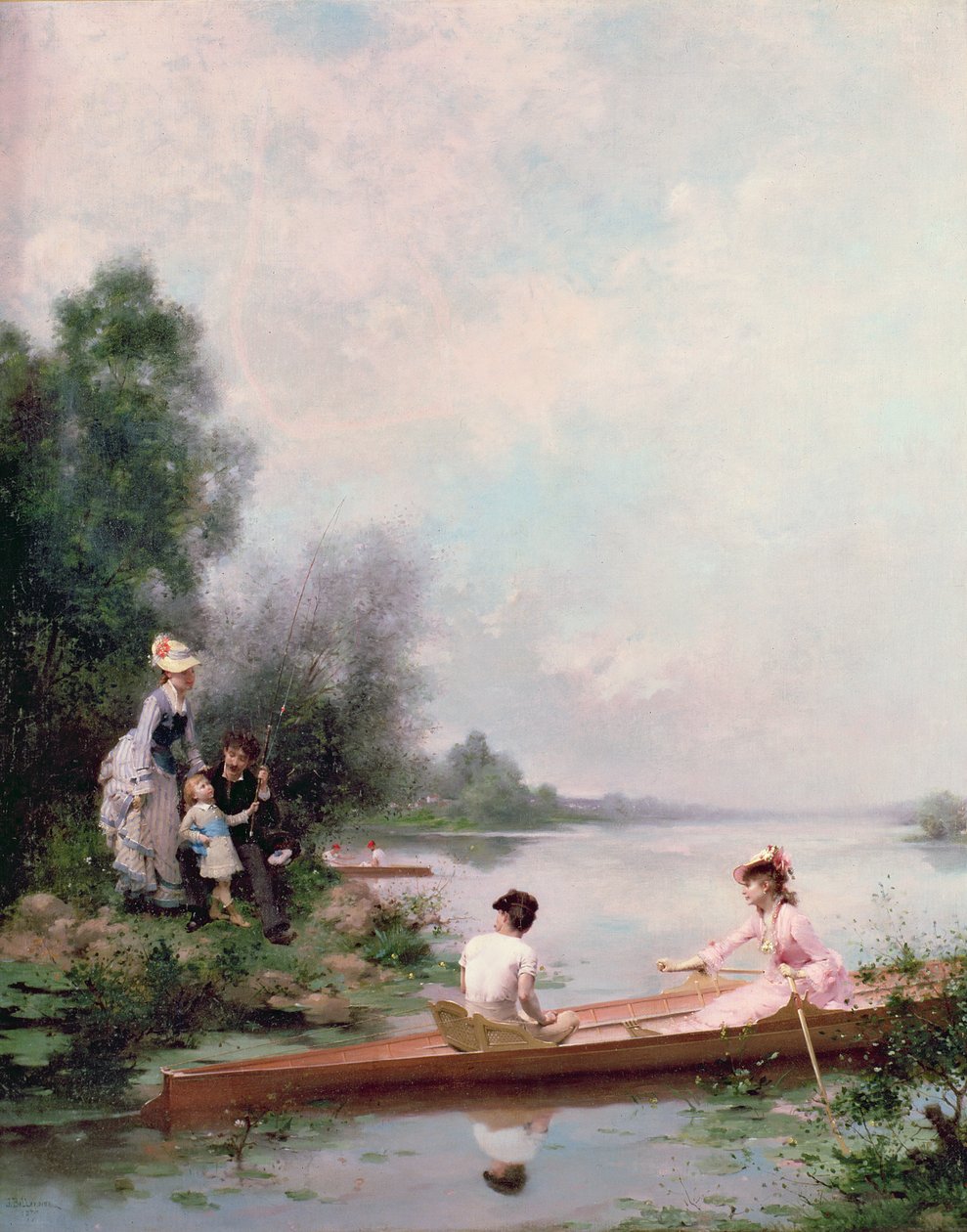 Passeios de barco no rio, século 19 de Jules Frederic Ballavoine