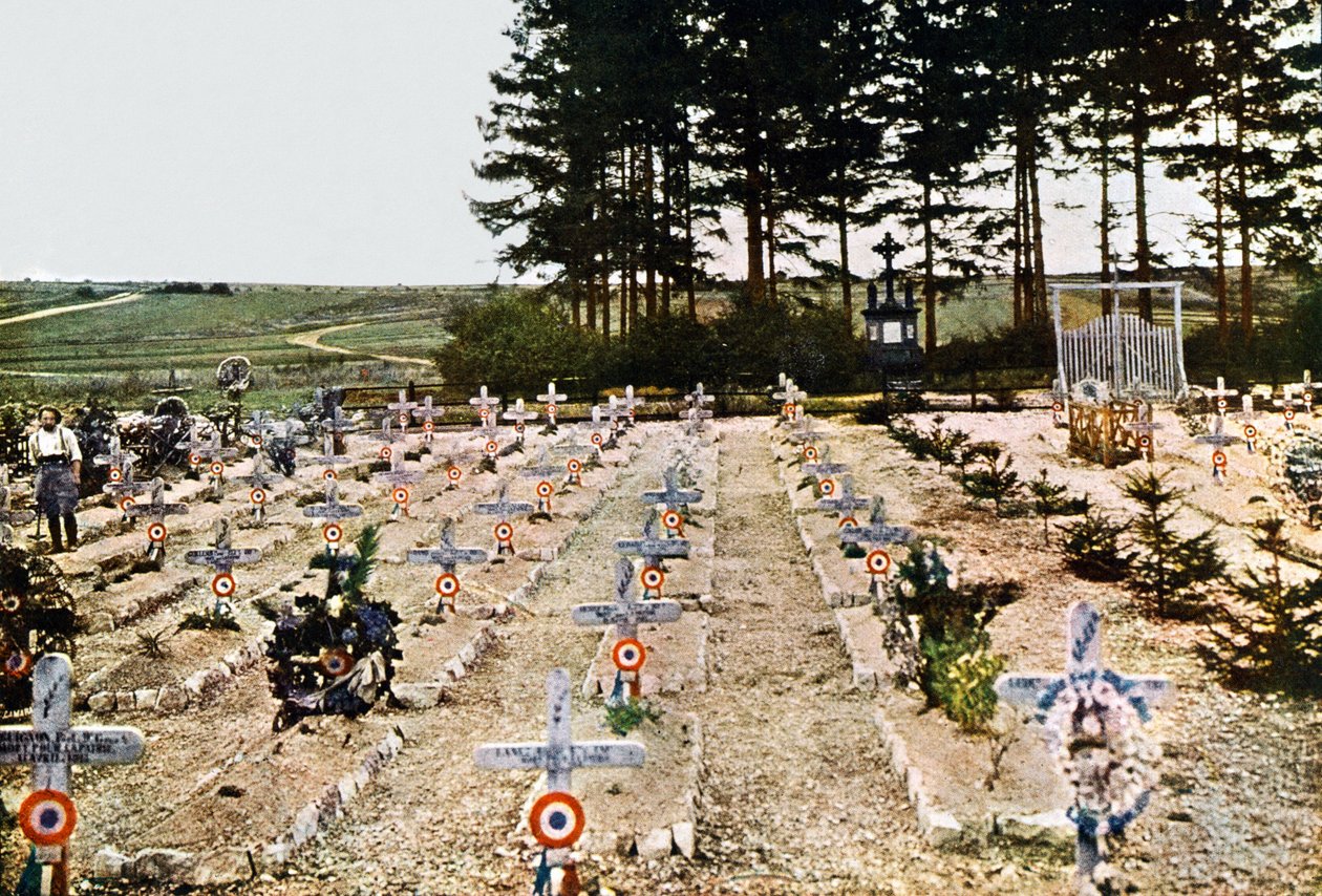 Um cemitério militar francês, Verdun, setembro de 1916 (autocrômico) de Jules Gervais Courtellemont