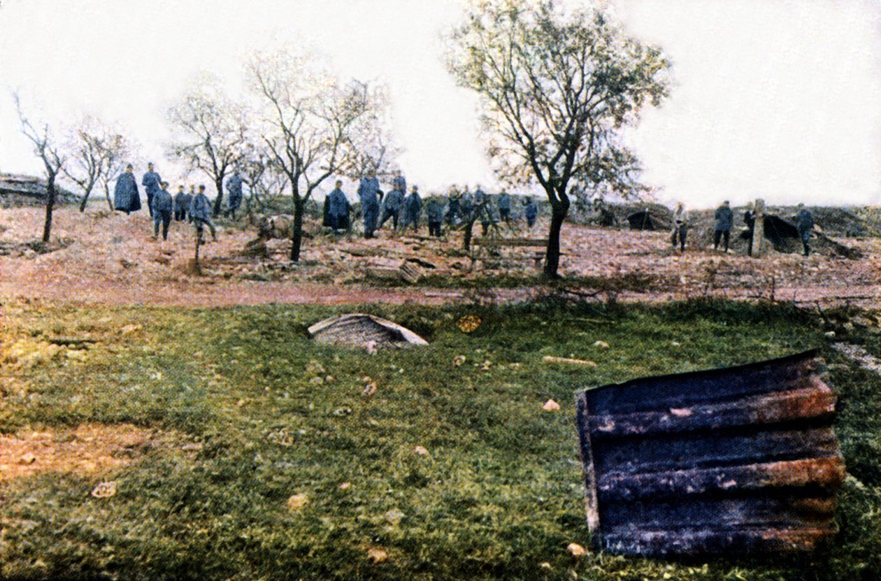 Um abrigo do exército francês perto de Verdun destruído pelos alemães, em setembro de 1916 (autocrômico) de Jules Gervais Courtellemont