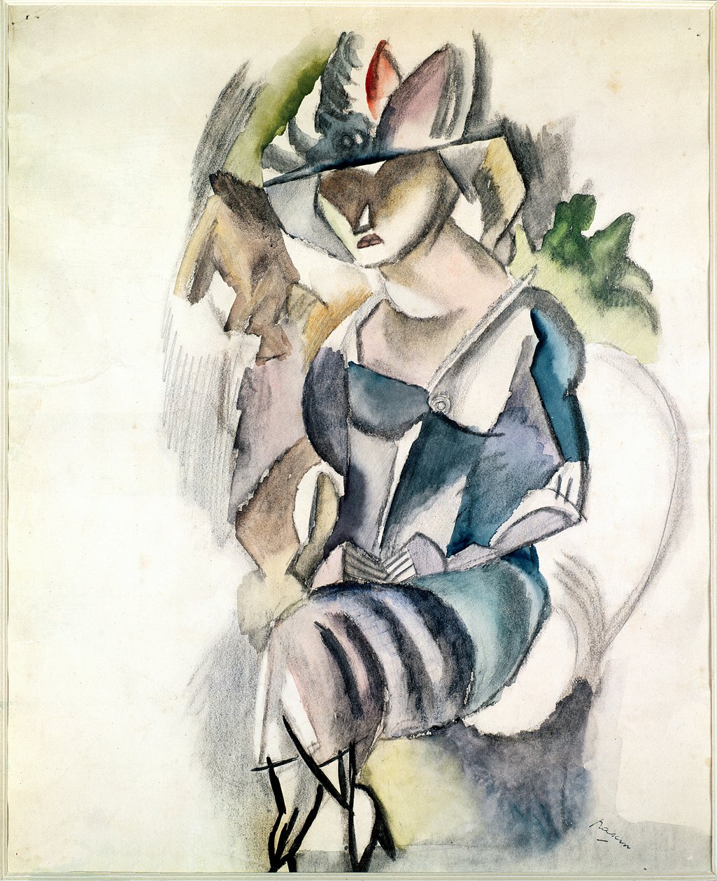 Mulher sentada, 1917 (wc e lápis sobre papel) de Jules Pascin