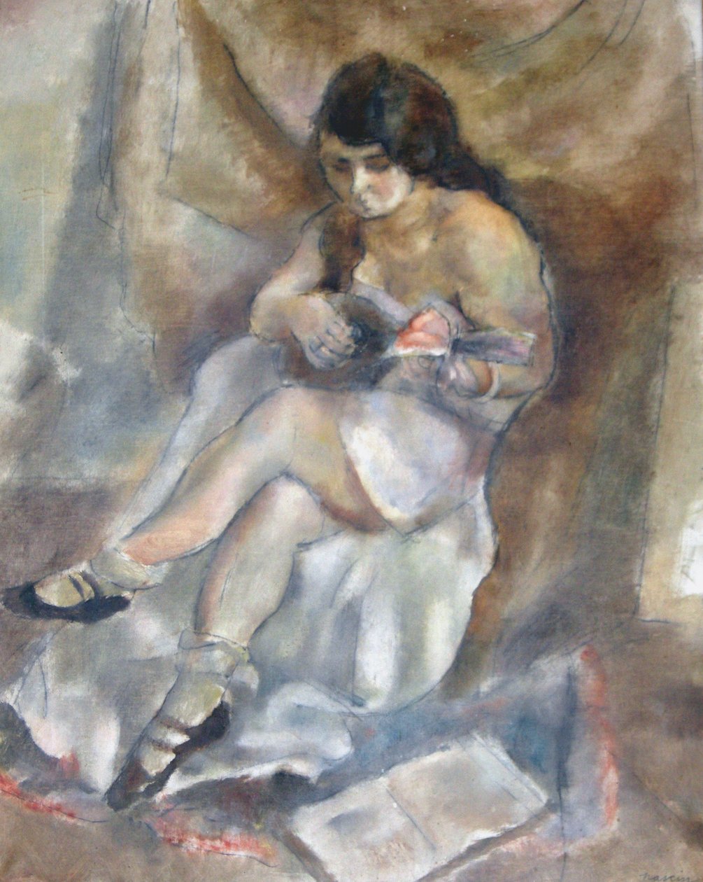 Mulher, com, um, bandolim de Jules Pascin