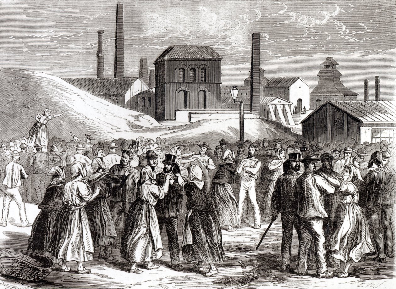 Mulheres que se manifestam na mina de carvão de Le Creusot em abril de 1870 de Jules Pelcoq