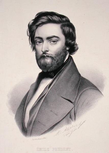 Retrato de Emile Prudent (1817-63) gravado por Marie Alophe (1812-83) (litho) de Jules (after) Laure