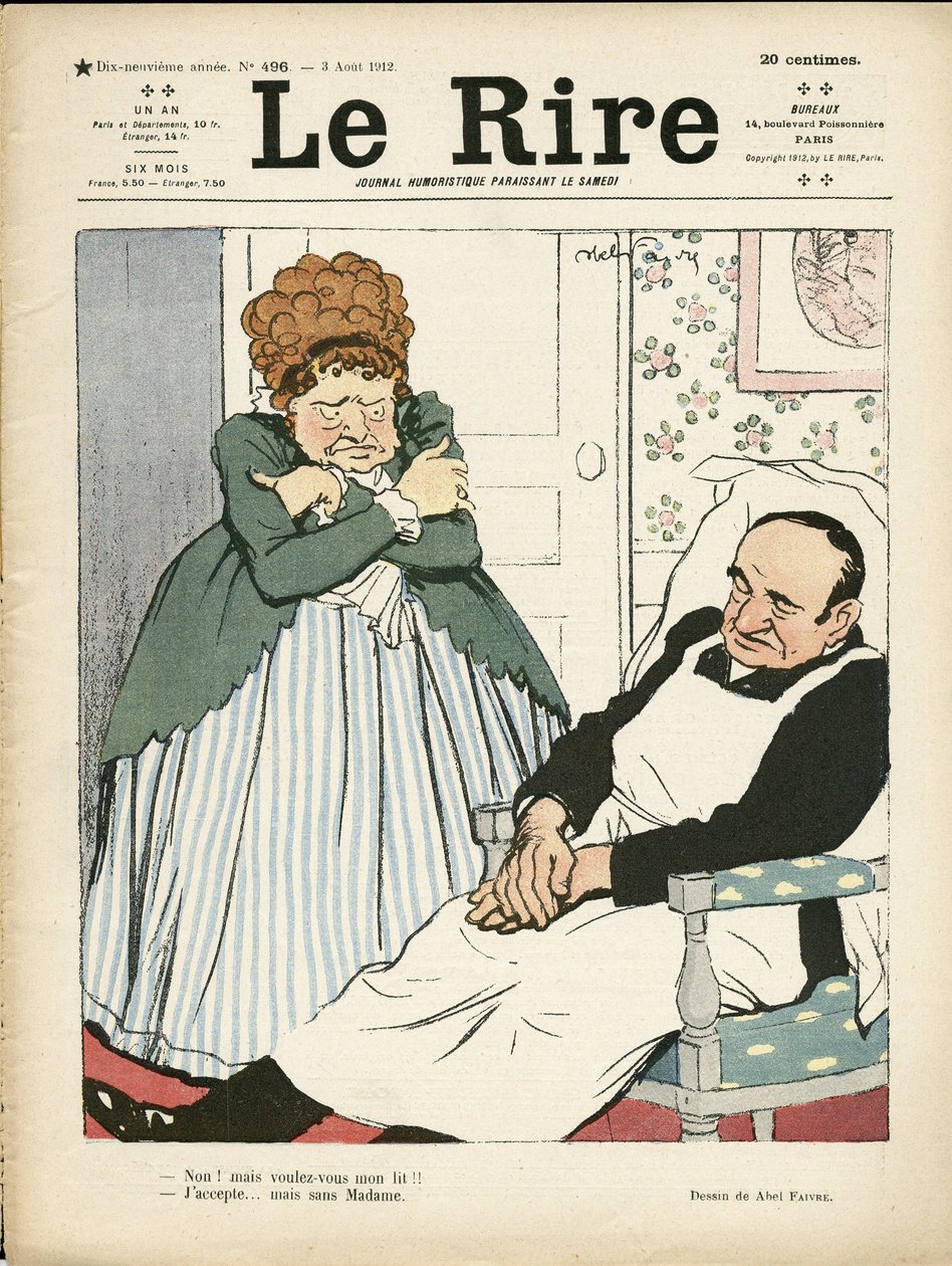 Ilustração de Abel Faivre (1867-1945) para a capa do Le Lire, 03/08/12 - Trabalho, Obesito - Empregados domésticos de Jules Abel Faivre