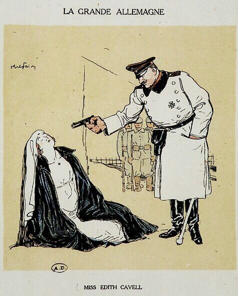 Miss Edith Cavell executada pelos alemães, imagem de Abel Faivre (1864-1945). de Jules Abel Faivre