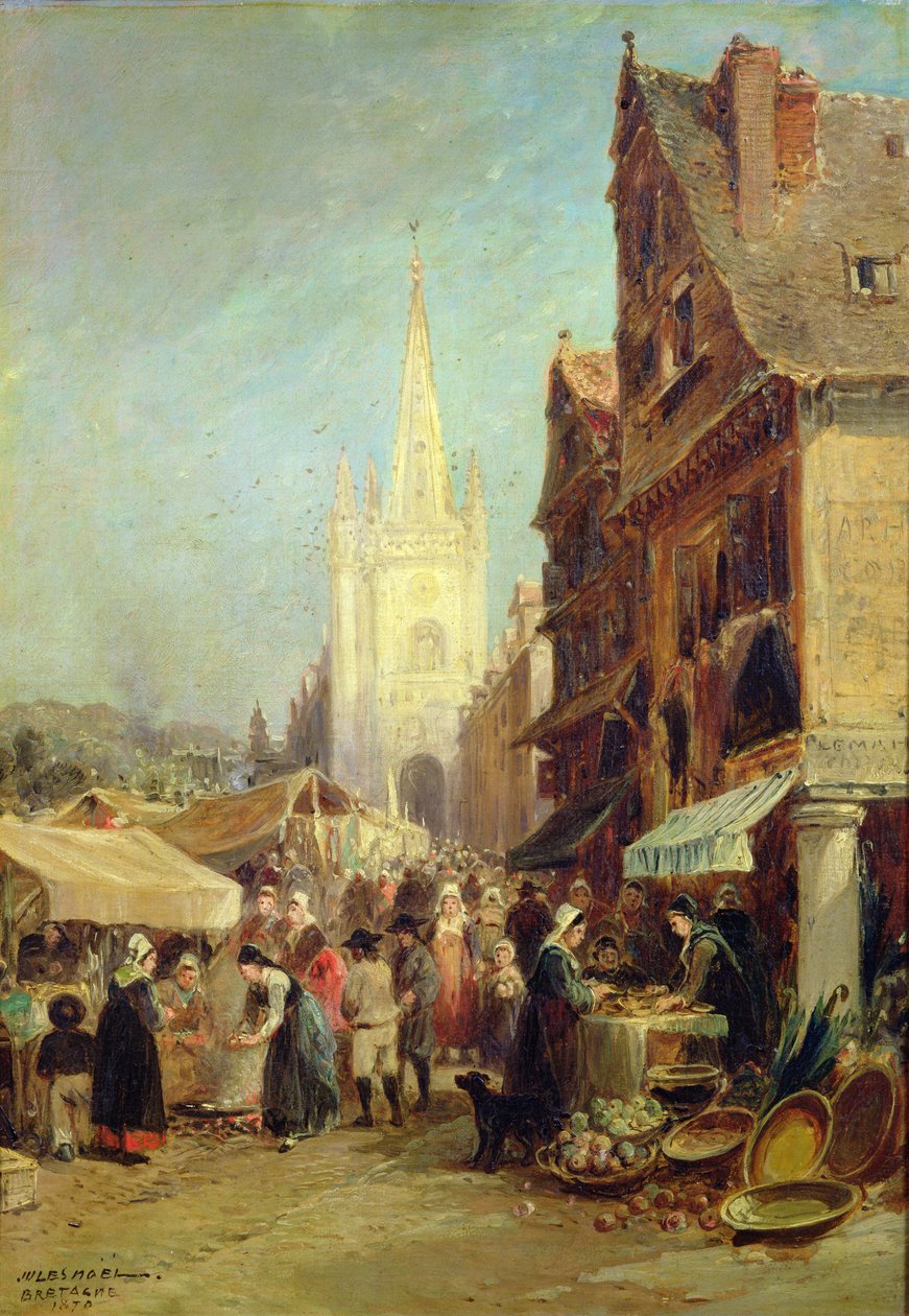 Market na Hennebont de Jules Achille Noel