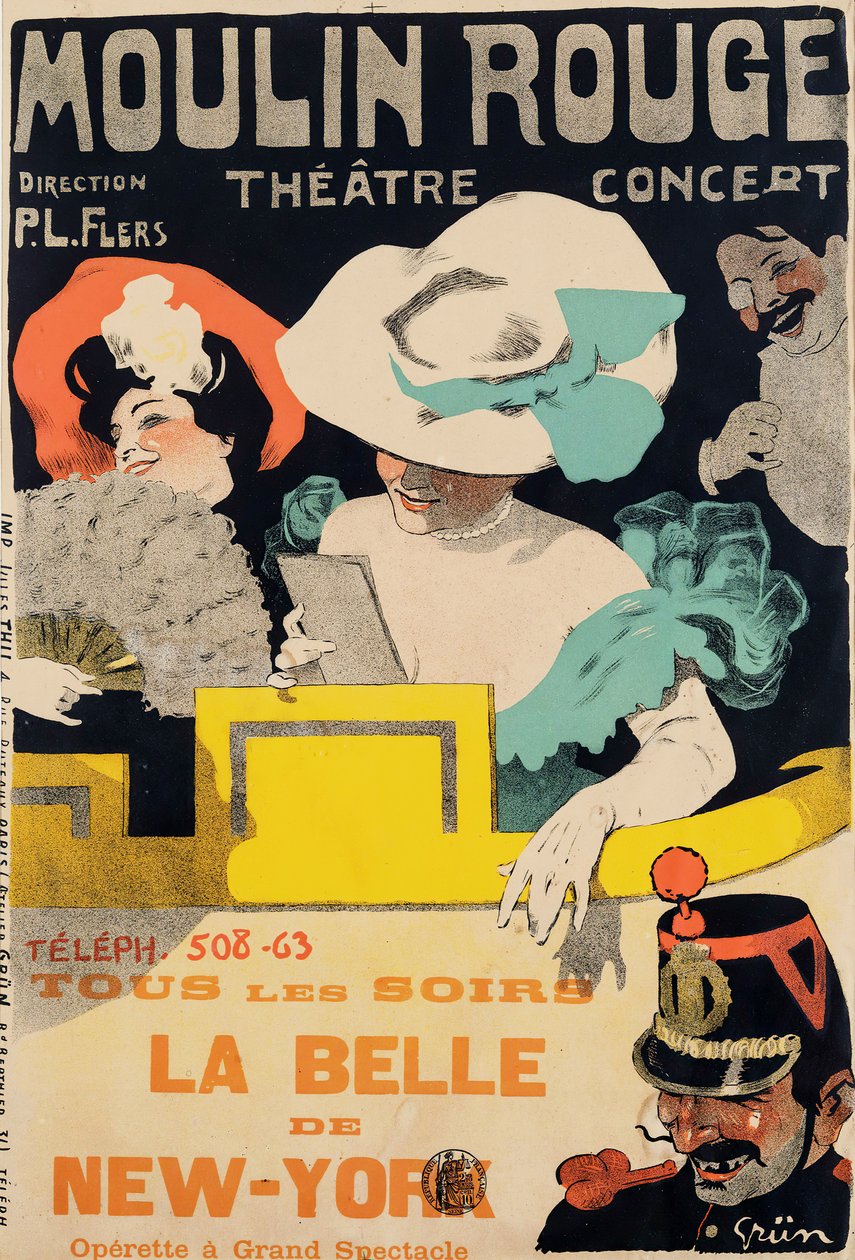 Moinho Vermelho. A beleza de Nova York, c. 1895. de Jules Alexandre Grün