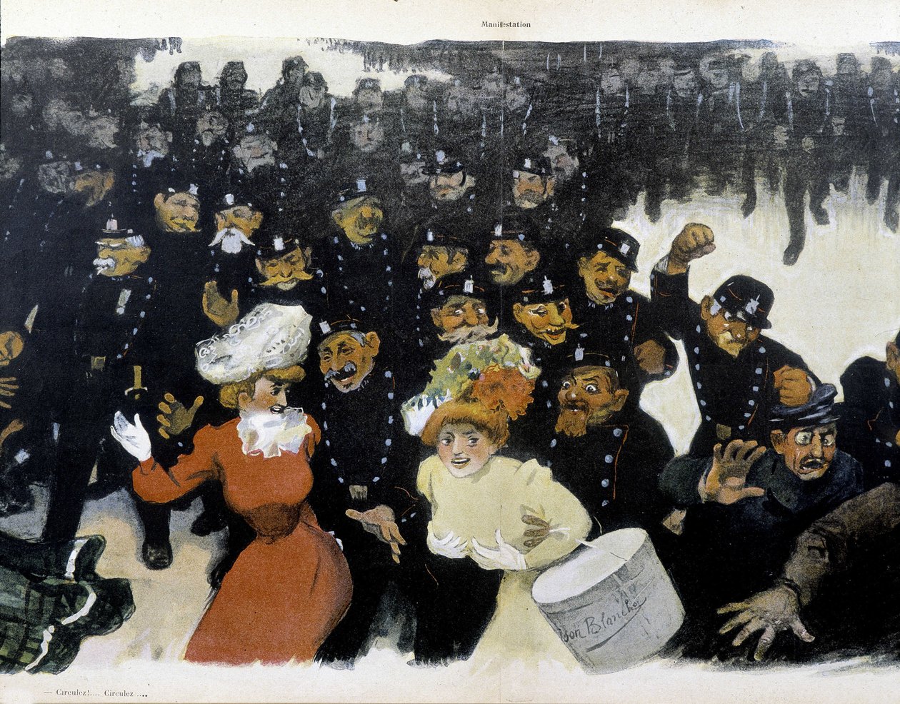 Demonstração por volta de 1901 - desenho da GR¿N de Jules Alexandre Gruen or Grun