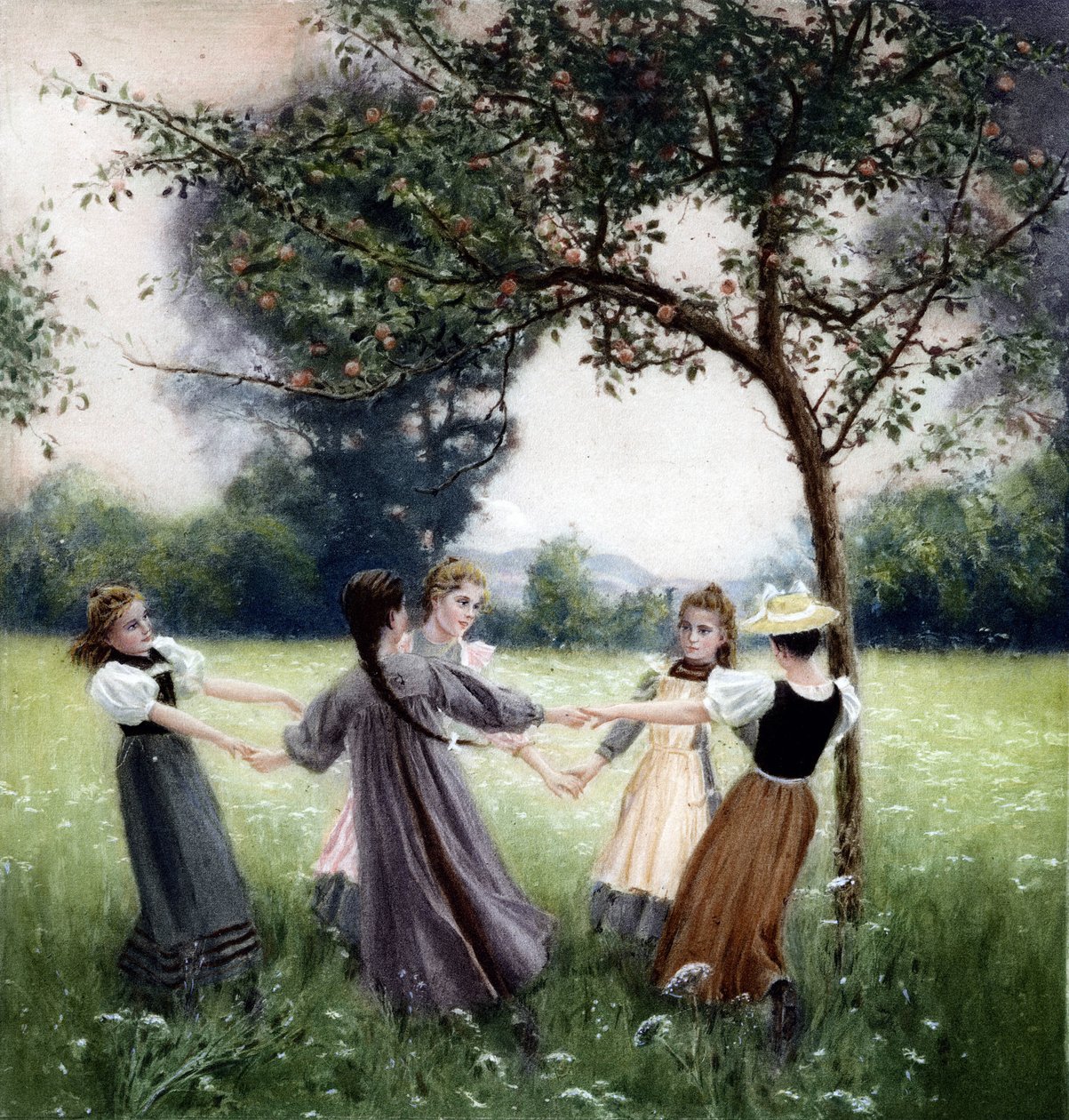 Girotondo (a rodada). Pintura por J.-A. Meunier de Jules Alexis (after) Meunier