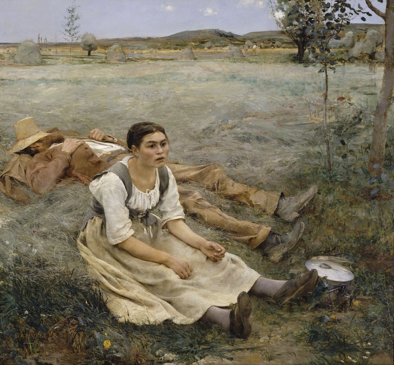 Fabricação de feno, 1877 de Jules Bastien Lepage
