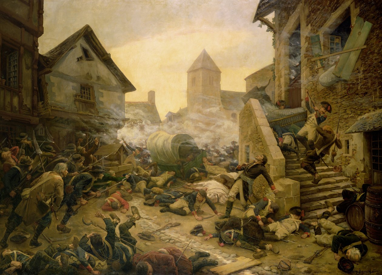 Combate em Cholet, ou O Suicídio do General Moulin em 1794 de Jules Benoit Levy