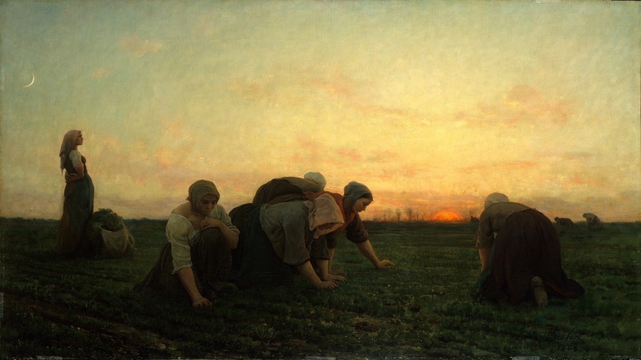 Francês: Les Sarcleuses ou Les Bineuses Os mondadores de Jules Breton