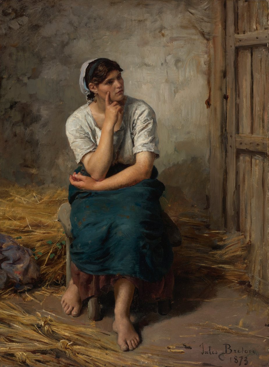 Francês: Paysanne au Repos Camponesa a descansar de Jules Breton