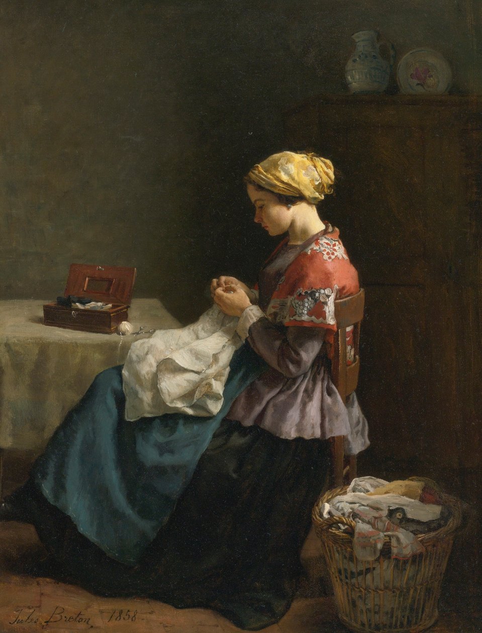 Jules Breton, 1868 - A pequena costureira de Jules Breton