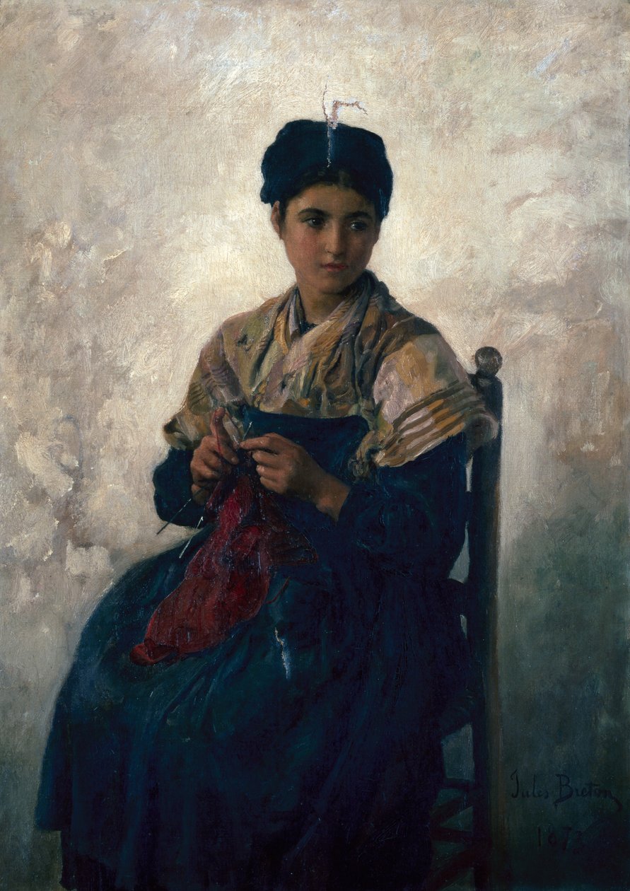 Camponesa de tricô de Jules Breton