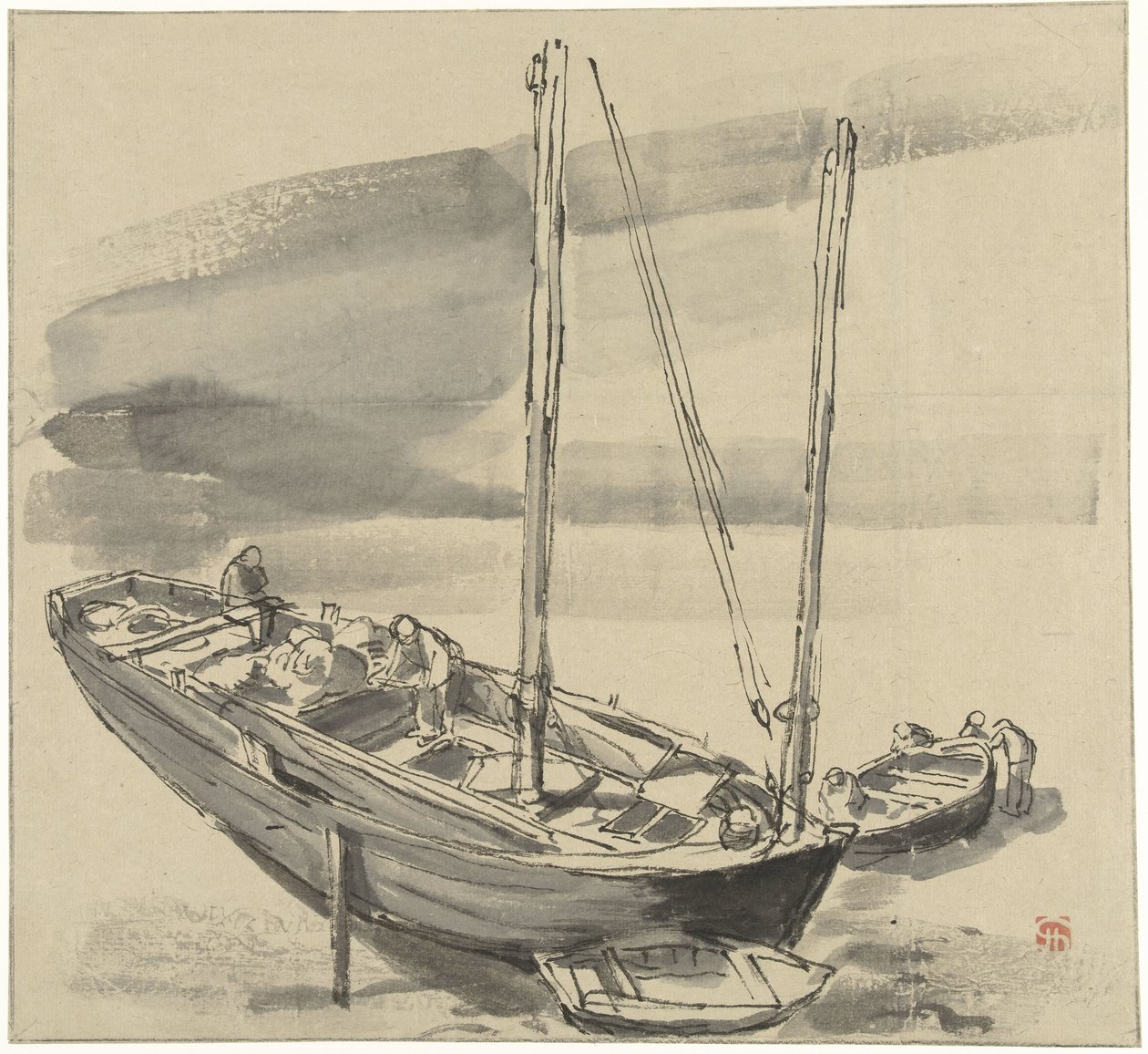 Barcos no Grancamp (Calvados) de Jules Chadel