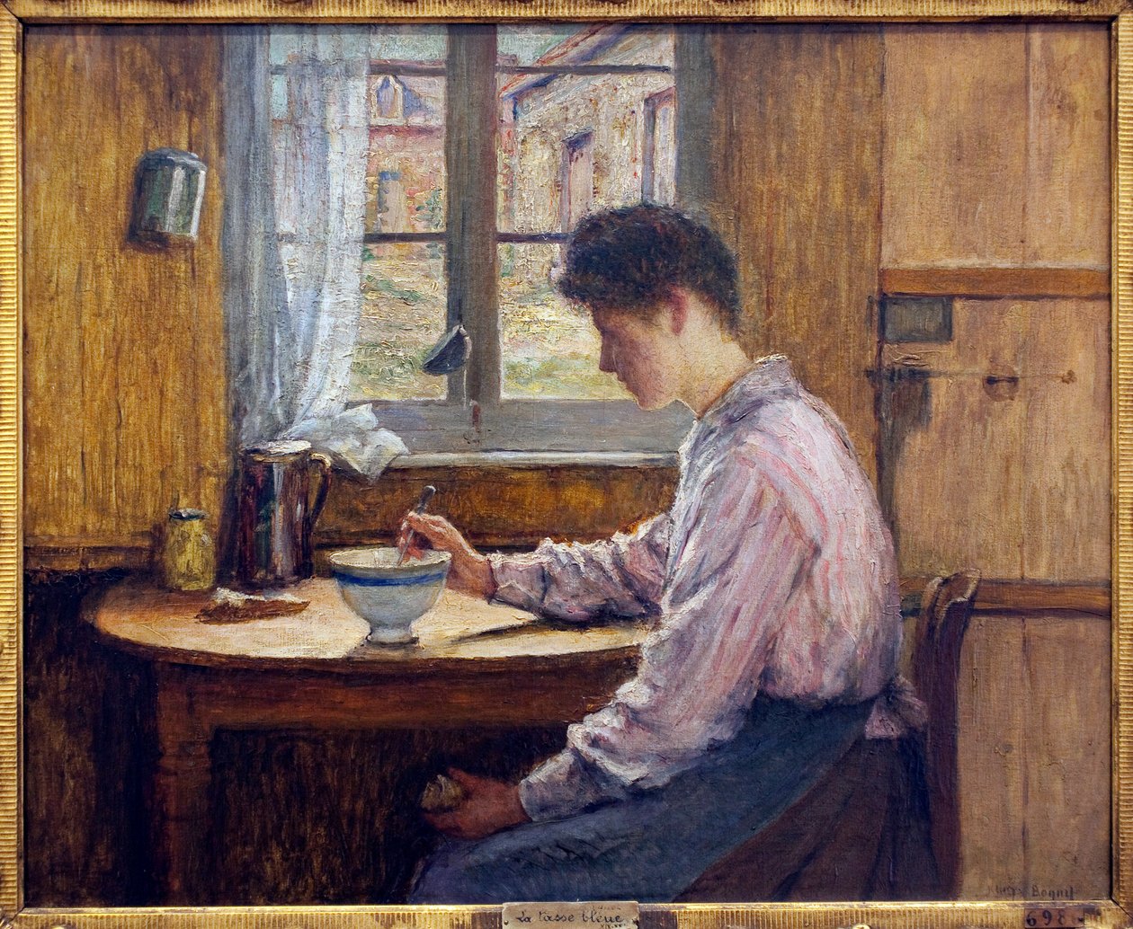 O copo azul. Pintura de Jules Boquet (1840-1932), óleo sobre tela, antes de 1913, início do século XX. Musee la piscine, Roubaix. de Jules Charles Boquet