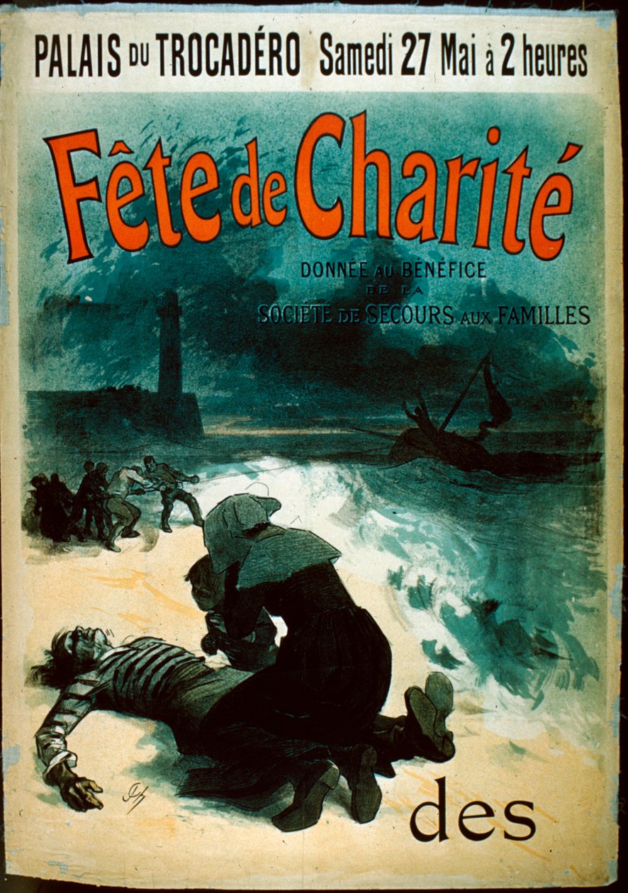 Propaganda para um &39;FESTA DE CARIDADE&39;, concedido em benefício da Sociedade de Ajuda para Famílias, no Palais du Trocadero, Paris de Jules Cheret