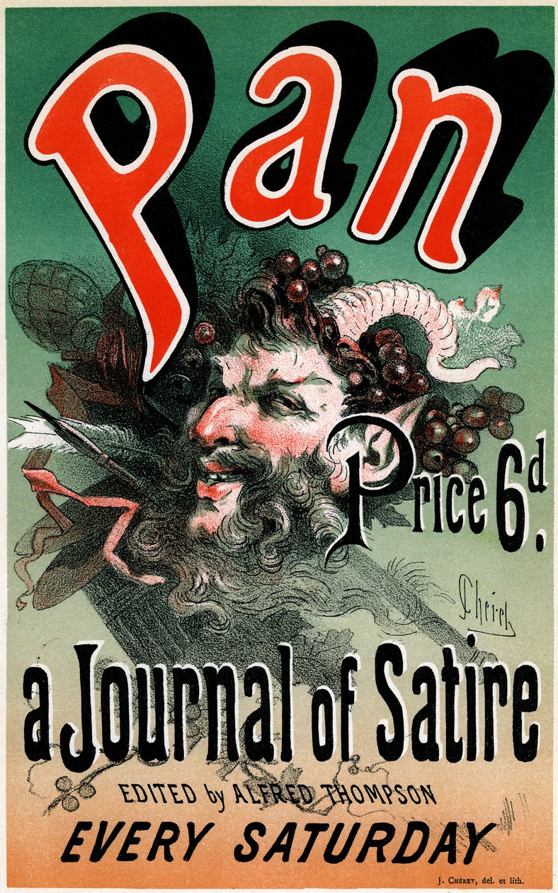 Poster (1884) para o jornal satírico "Pan", editado por Alfred Thompson - Ilustração de Jules Cheret (1836-1932) - Extracto de "Les maitres de l