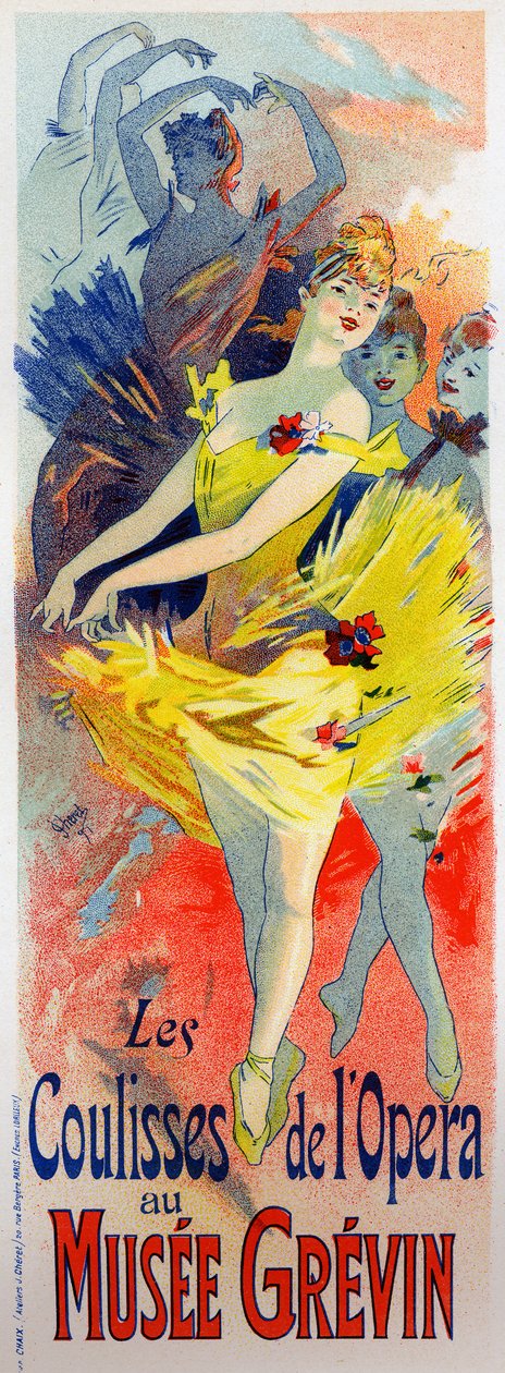 Arte. Entretenimento. Dançarinos na Ópera de Paris. Cartaz de Jules Cheret, França. de Jules Cheret