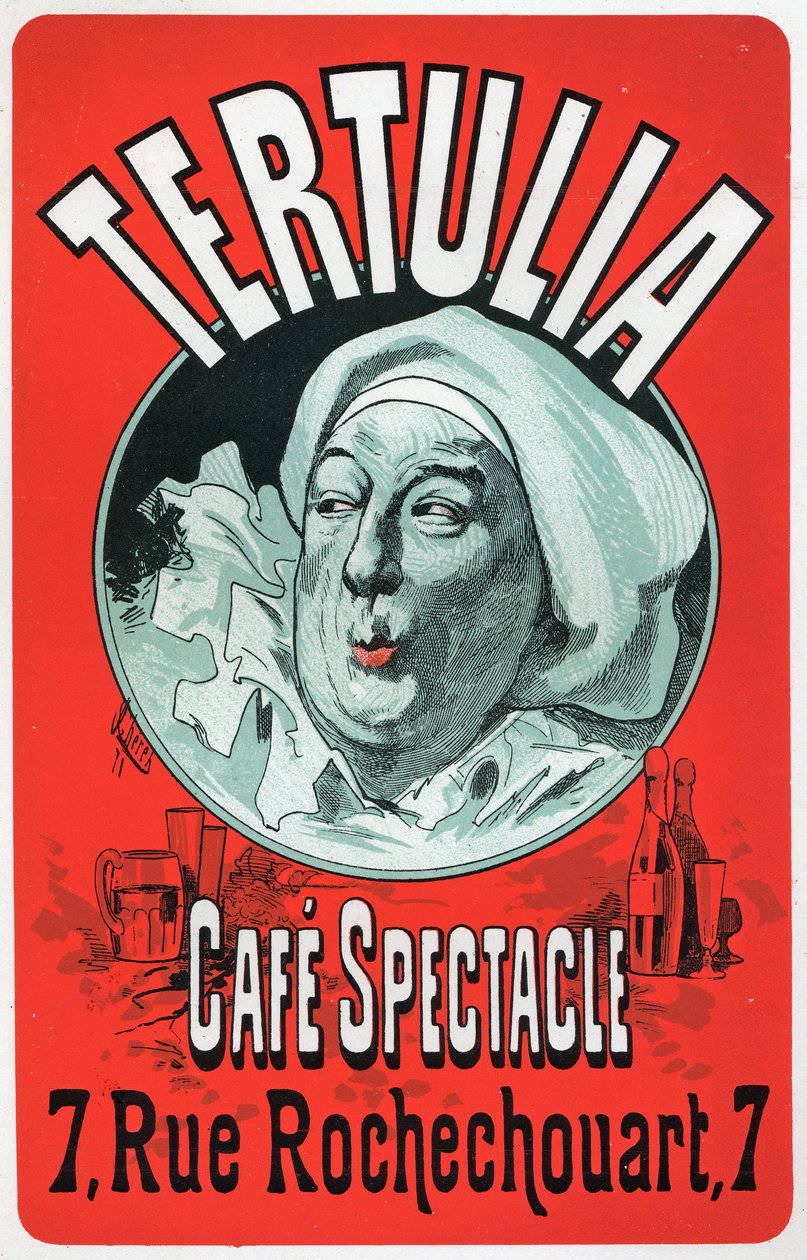 Arte. Entretenimento. Tertulia, espectáculo no Café Spectacle, Paris. Cartaz de Jules Cheret, c.1870 (cartaz) de Jules Cheret