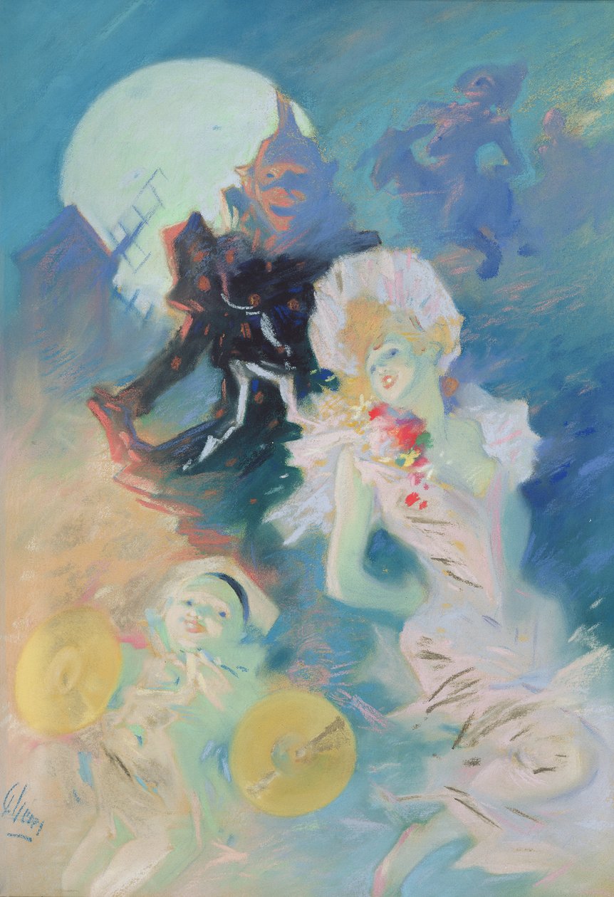 Felicidade Louca (pastel sobre papel) de Jules Cheret