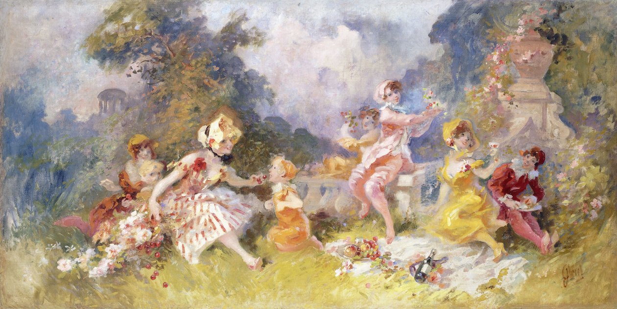 Almoço na grama, c.1894 de Jules Cheret