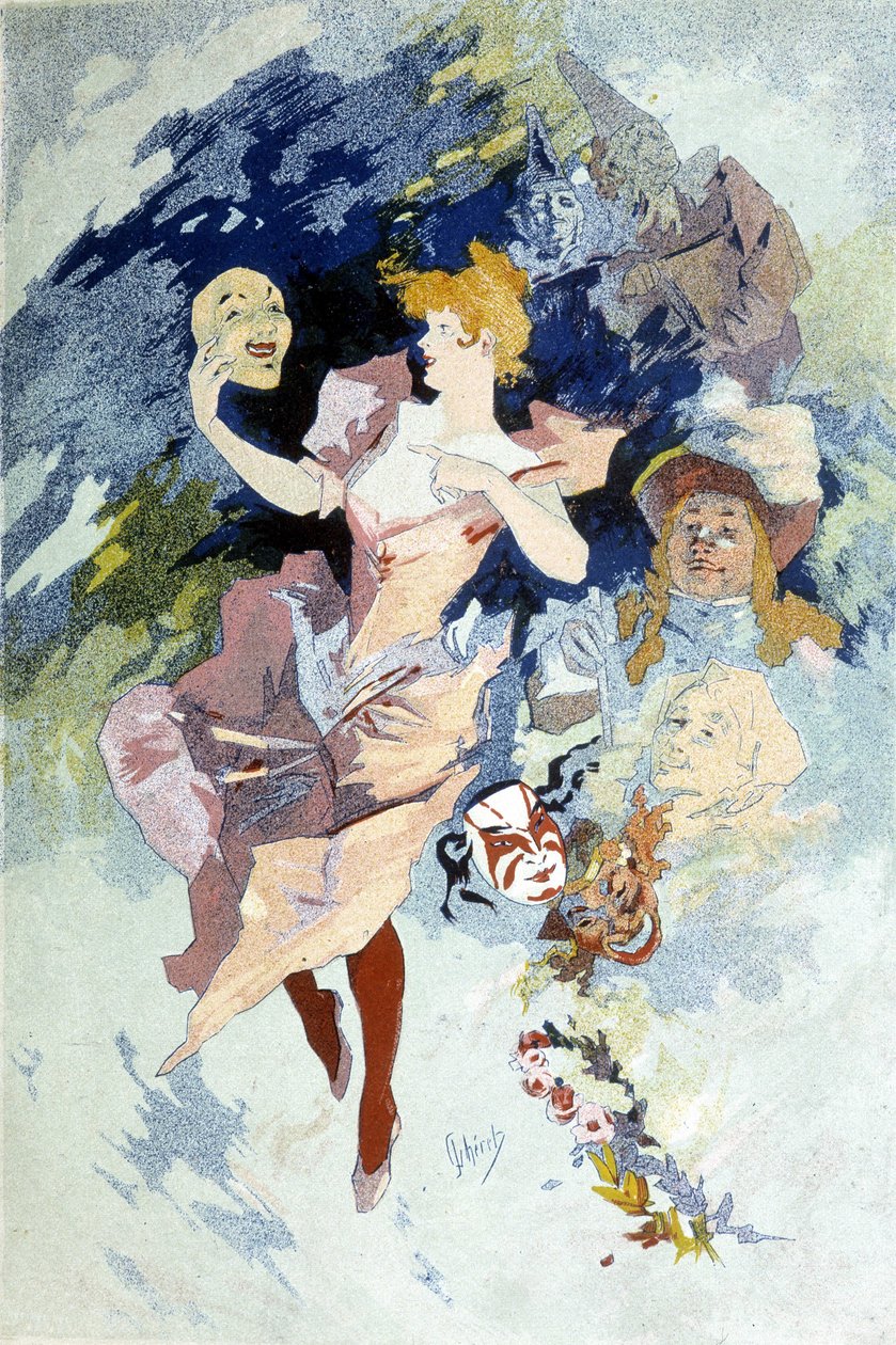 Desenho de Cherret para o Carnaval no final do século XIX. de Jules Cheret