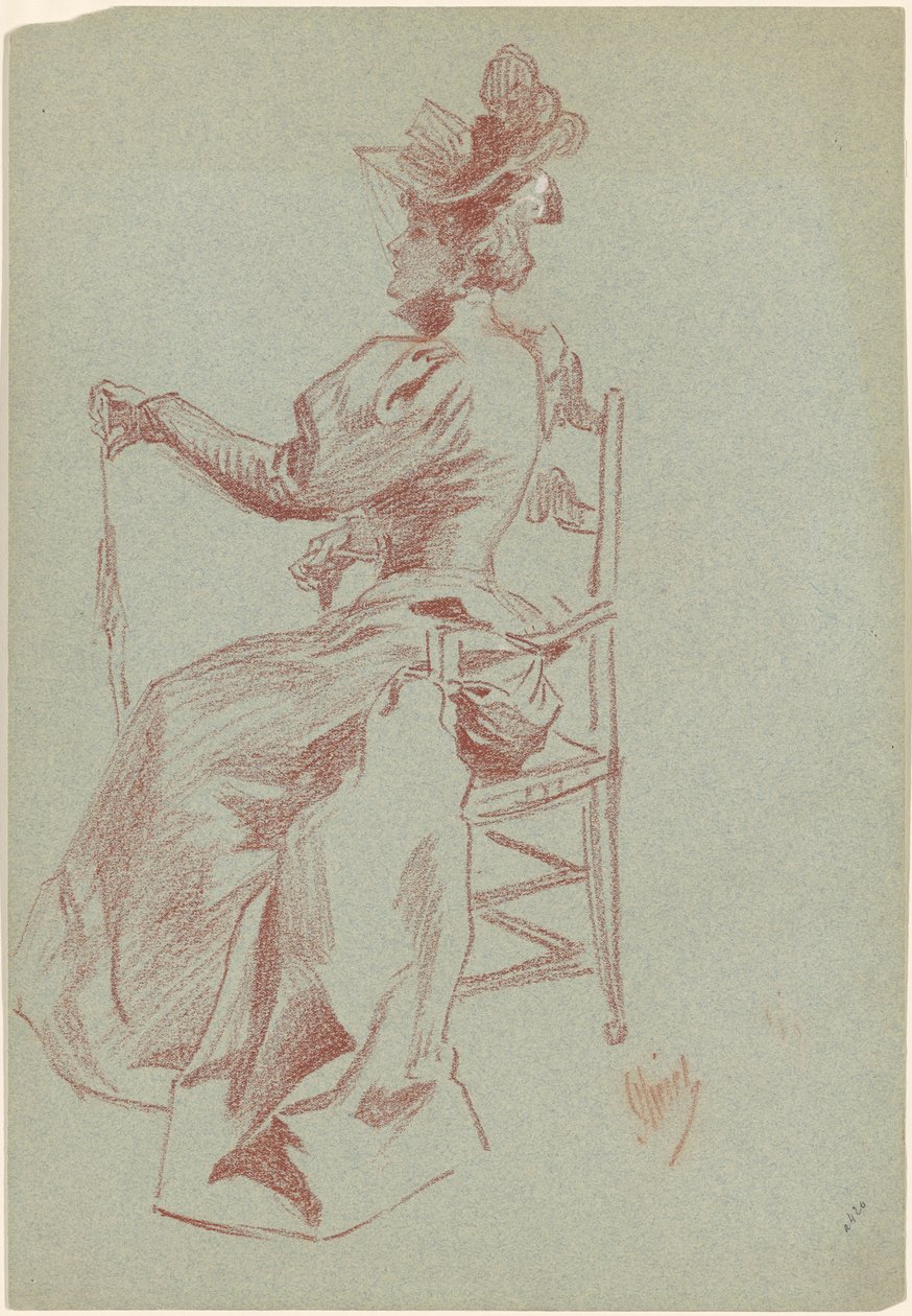 Senhora elegante sentada em uma cadeira de Jules Cheret