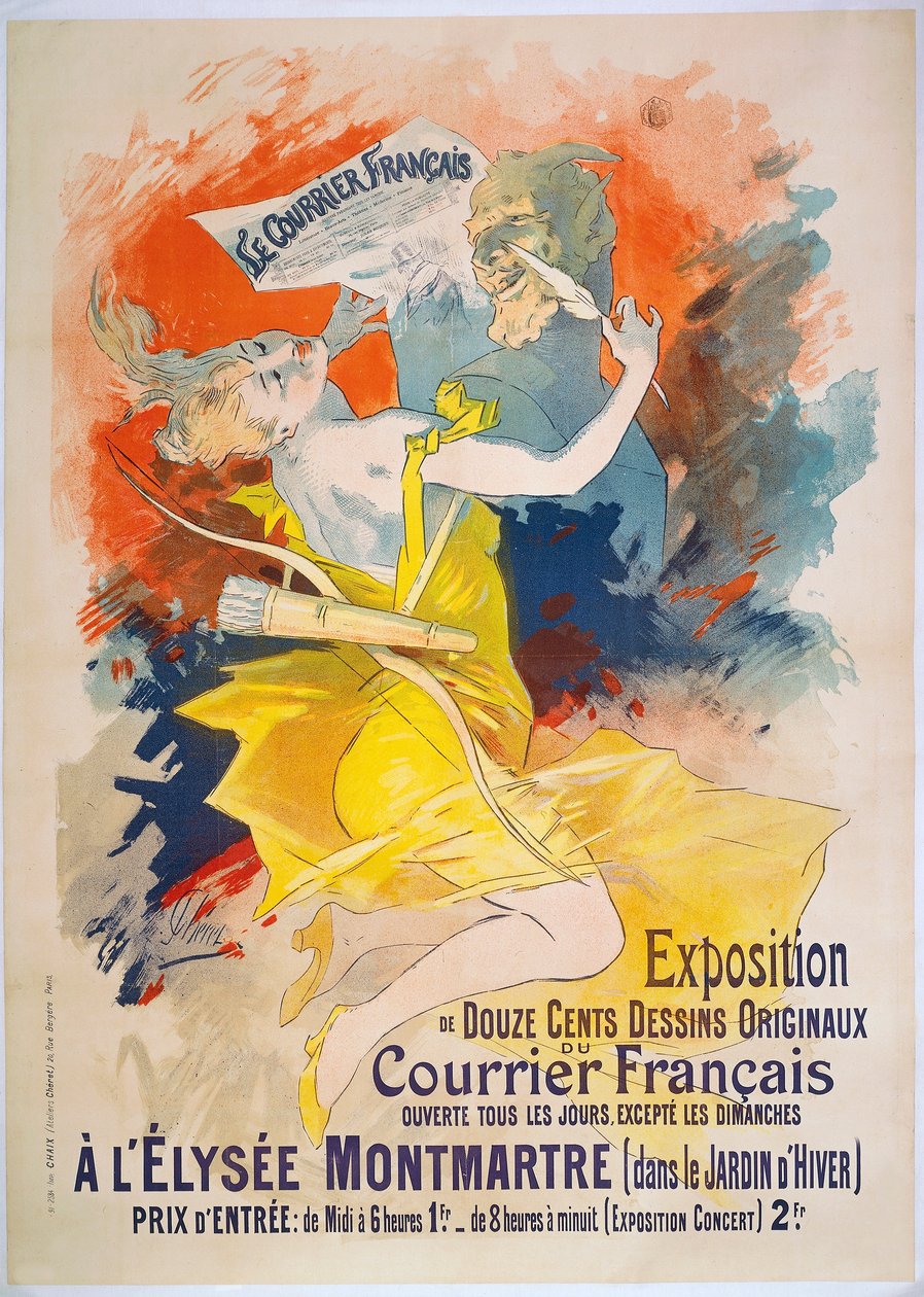 Exposição Le Courrier Francais, c.1895 (cartaz) de Jules Cheret