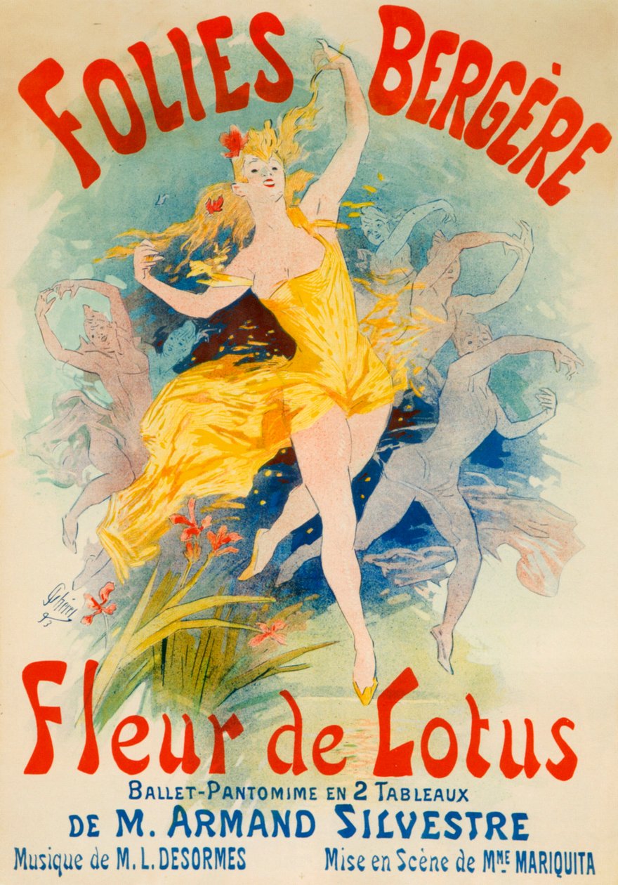 Ballet Fleur de Lotus para o Folies Bergère, Paris de Jules Cheret