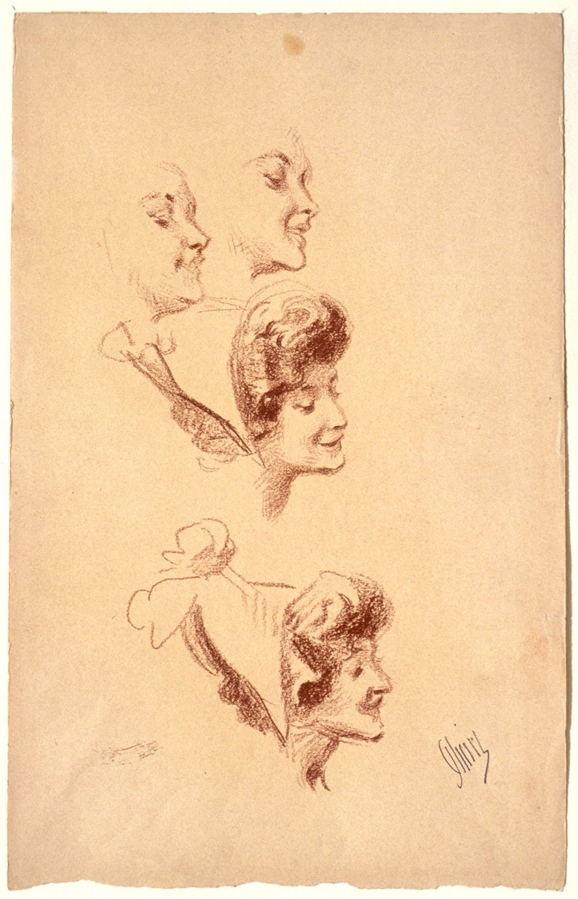 Vier Studien eines Frauenkopfes de Jules Cheret