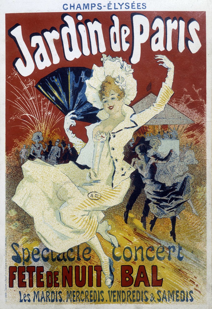 Jardin de Paris: espectáculo, concerto, festa nocturna e baile - cartaz de Jules Chéret, final do século XIX de Jules Cheret