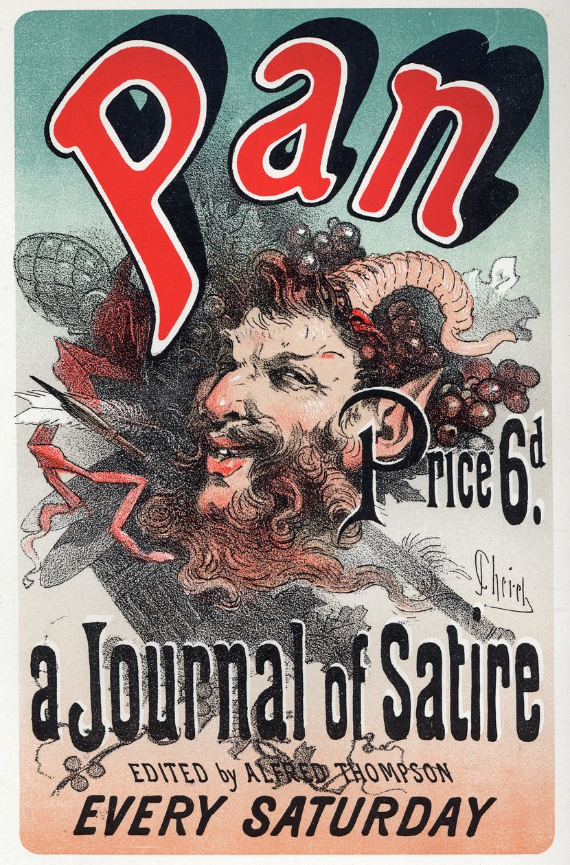 Literatura. Pan, jornal satírico. Cartaz de Jules Cheret, Inglaterra, c.1880 (cartaz) de Jules Cheret