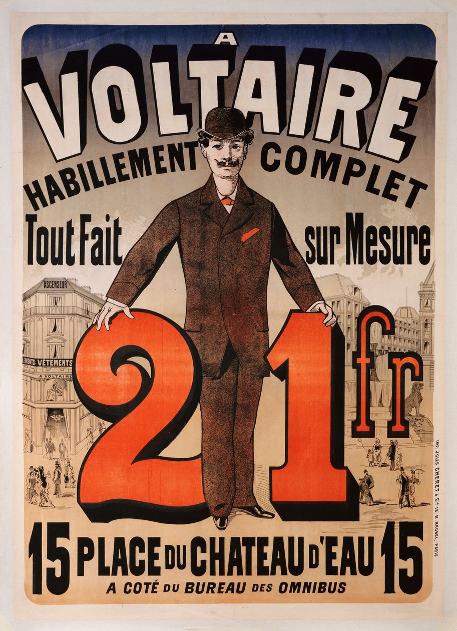 Propaganda de cartaz "A Voltaire", c.1877 de Jules Cheret