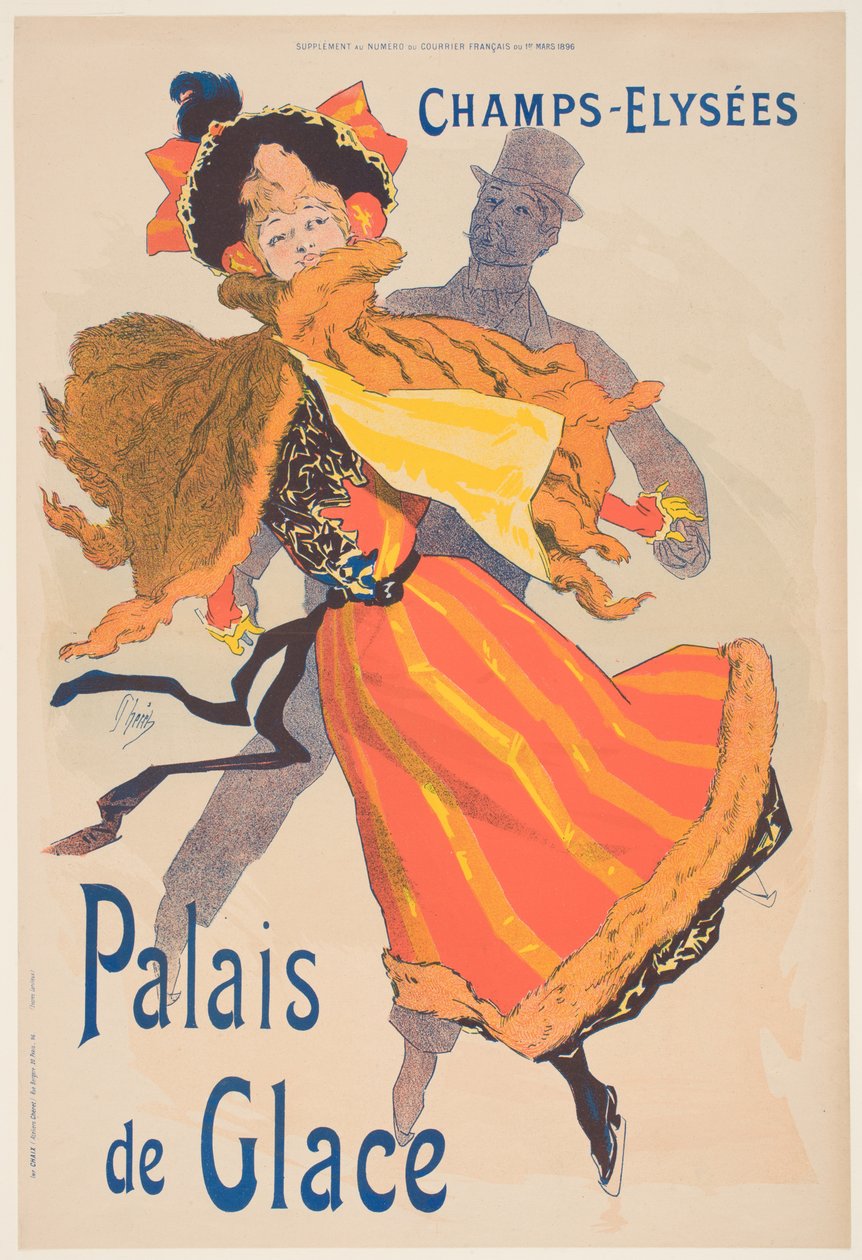 Cartaz, anunciando, a, palácio gelo, champs elysees de Jules Cheret