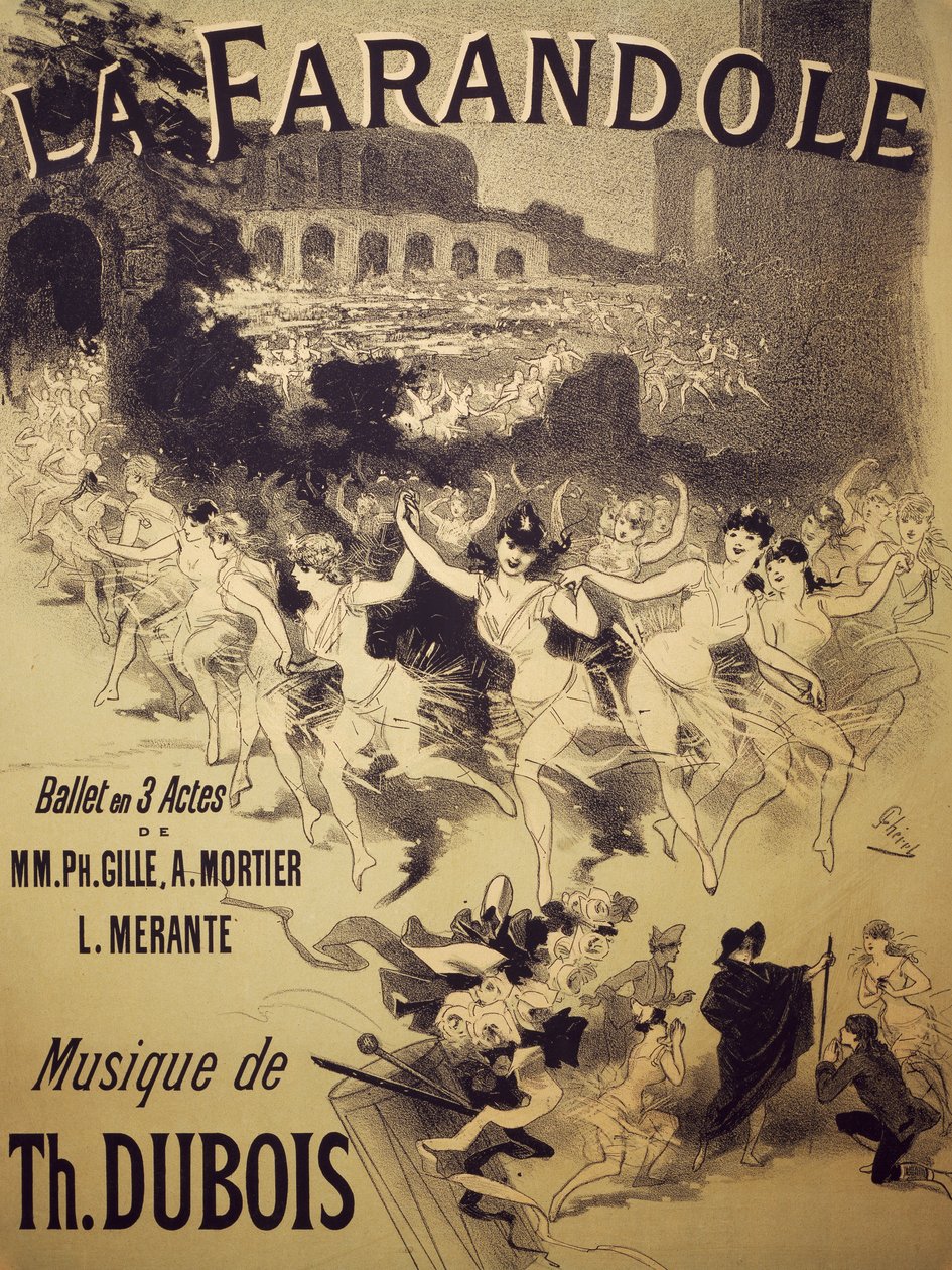 Cartaz para La Farandole, ballet de Gille, Mortier e Merante, música de Dubois, Theatre National de l