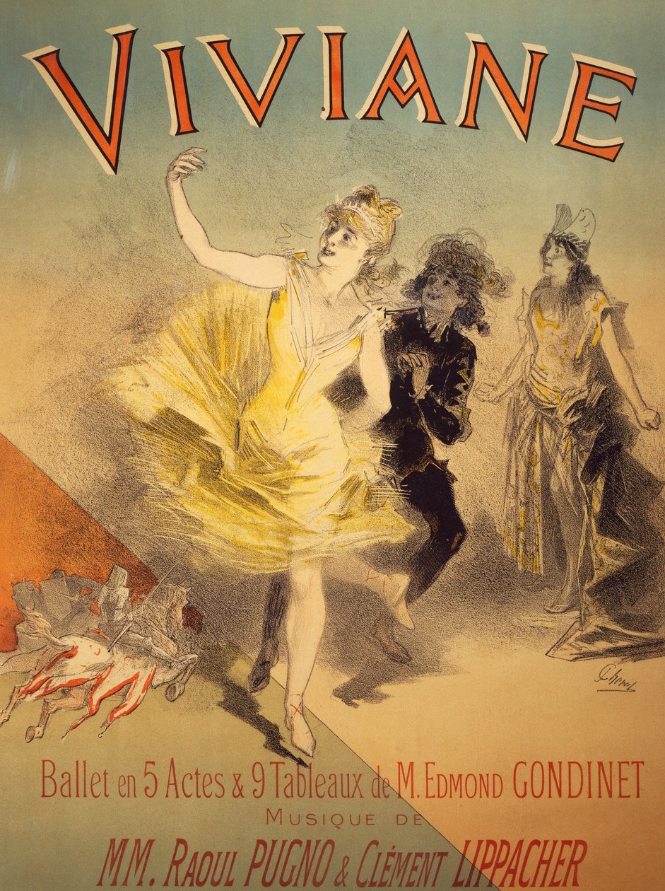 Poster para Viviane, ballet de Edmond Gondinet, música de Raoul Pugno e Clement Lippacher de Jules Cheret