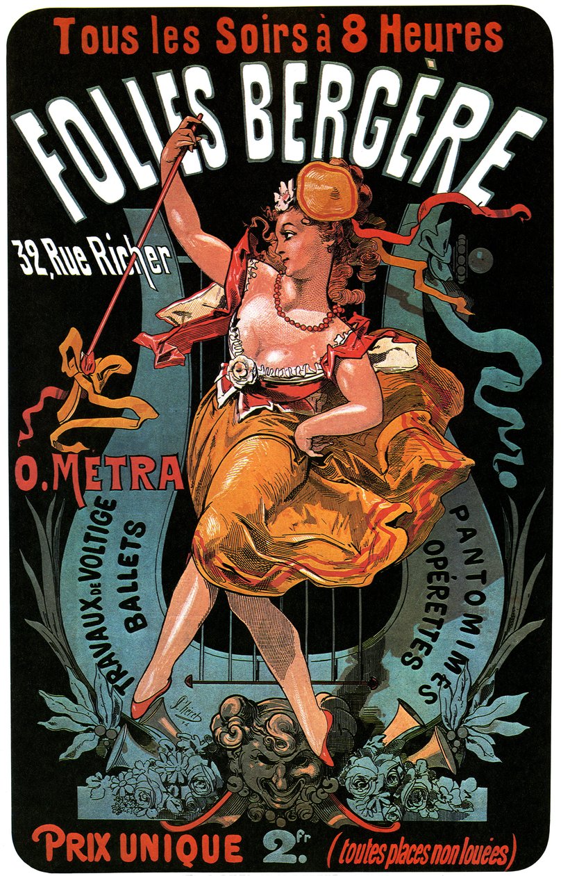 Poster para o Folies-Bergere 1874 por Jules Cheret (1836-1932) - obras acrobáticas, balés, pantomimas, operetas, dança, dançarino, music hall (sala de música), Paris gay, Paris à noite - de Jules Cheret
