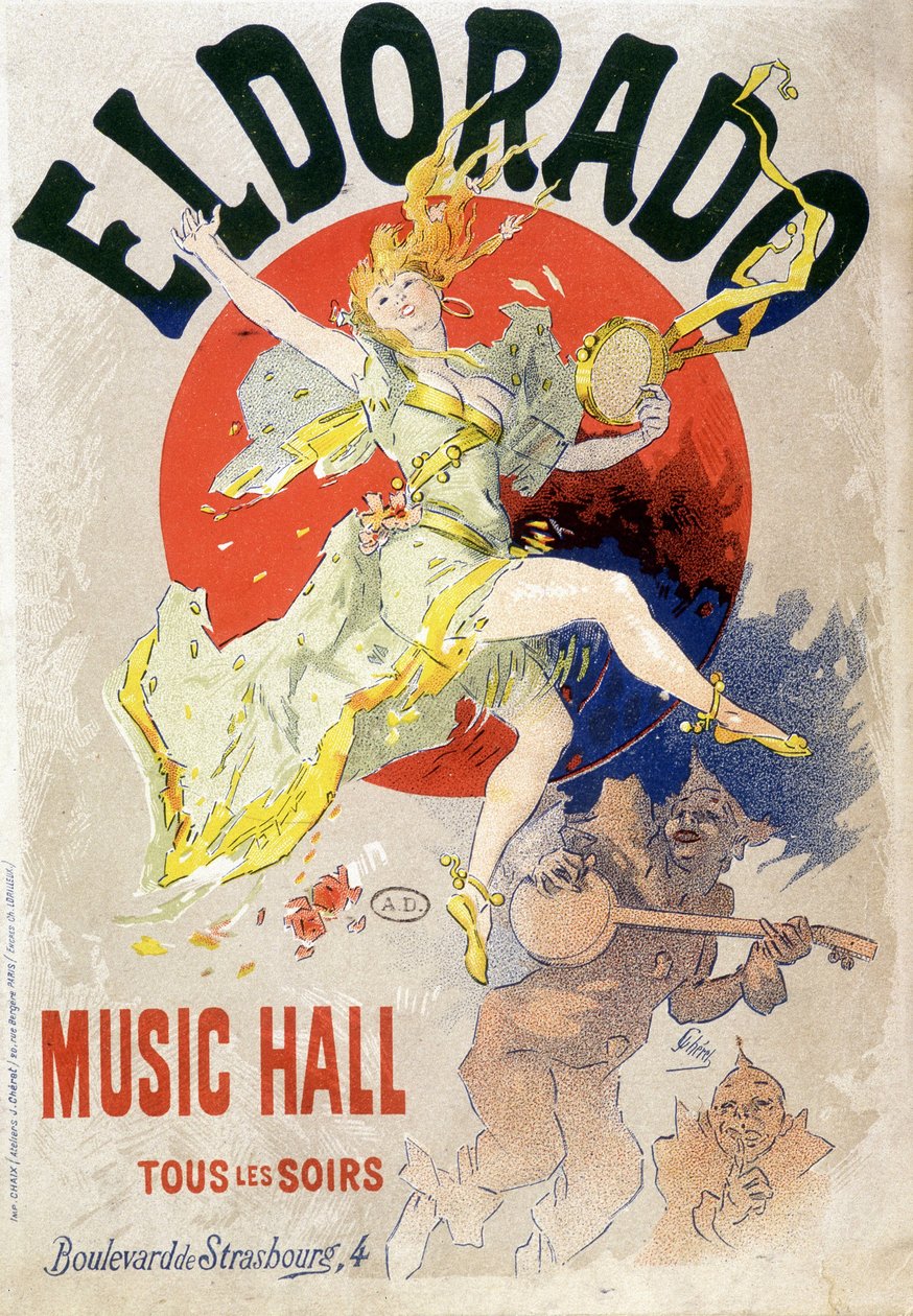 Cartaz para o Music Hall programado todas as noites no Eldorado Theatre, boulevard de Strasbourg, em Paris. Por volta de 1900 (litografia) de Jules Cheret