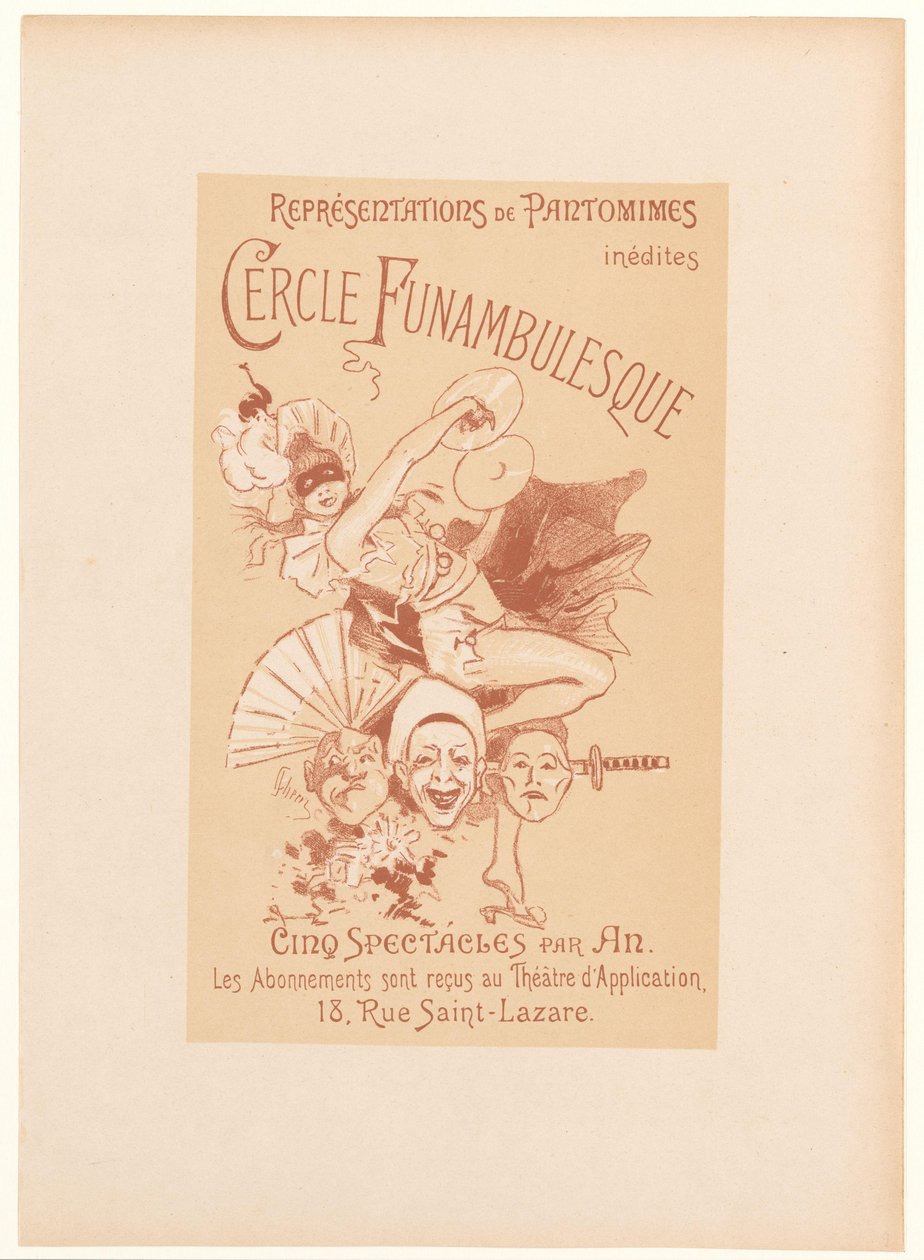 Reclamekaart voor het Cercle Funambulesque
Cercle Funambulesque (título sobre o objecto) de Jules Cheret