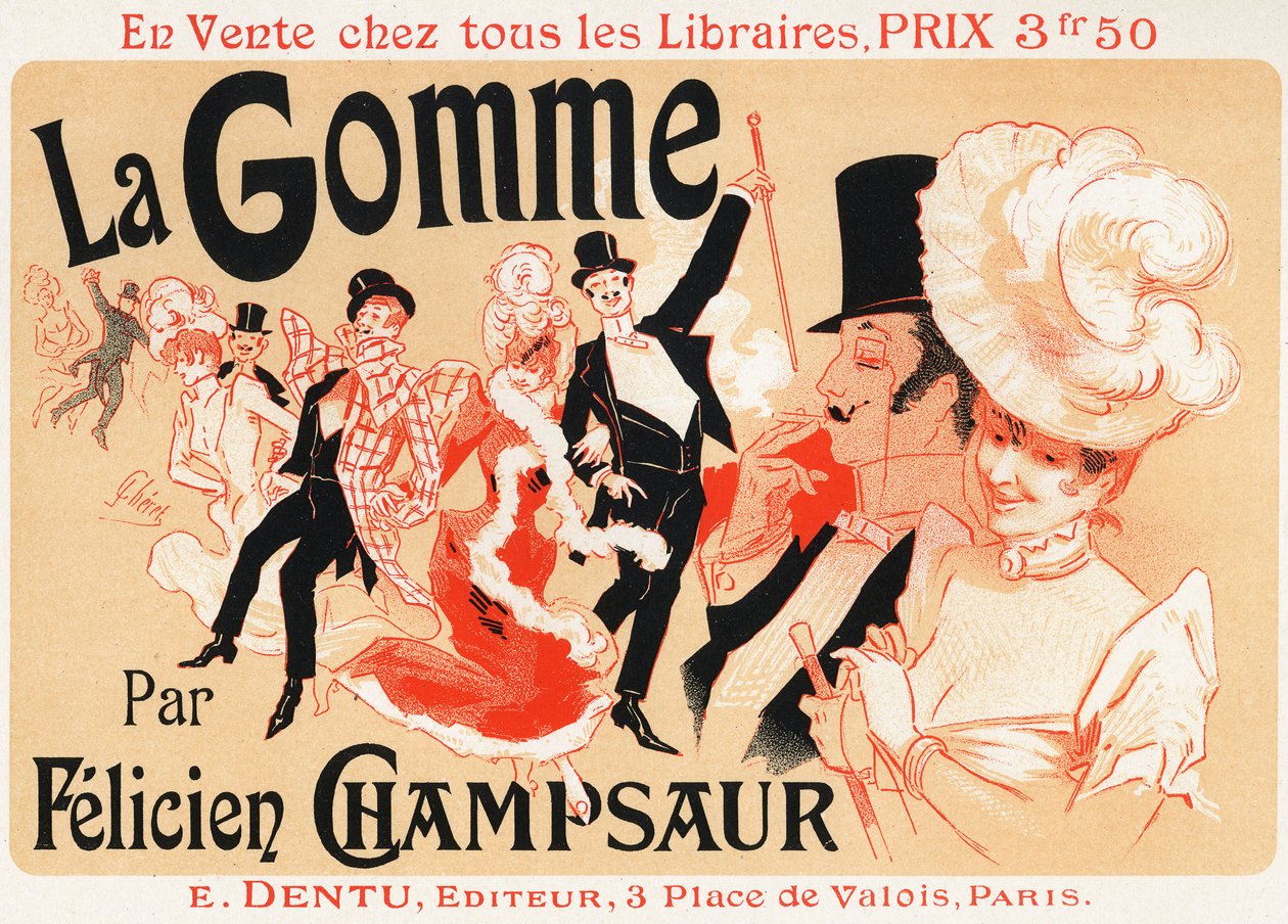 O amante O apagador, romance de Felicien Champsaur, final do século XIX (cartaz) de Jules Cheret
