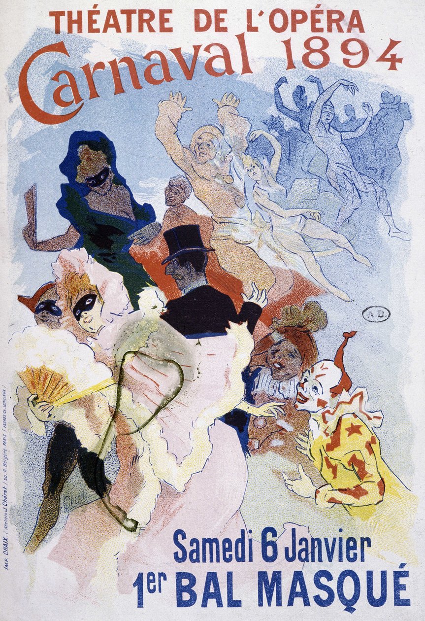 Teatro da Ópera: carnaval de 1894, máscara de baile - cartaz de Jules Cheret de Jules Cheret