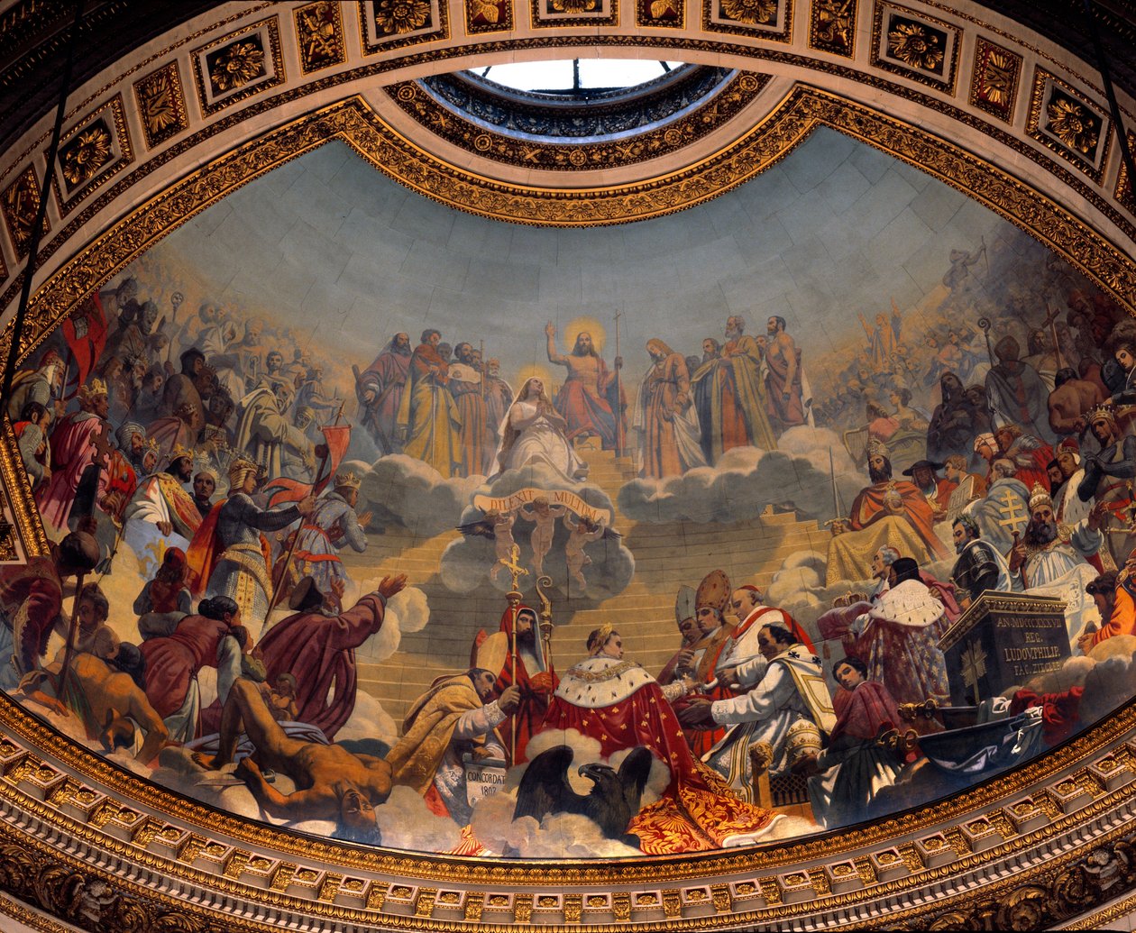 História e Glorificação do Cristianismo, pintura da cúpula da Igreja da Madeleine (fresco) de Jules Claude Ziegler