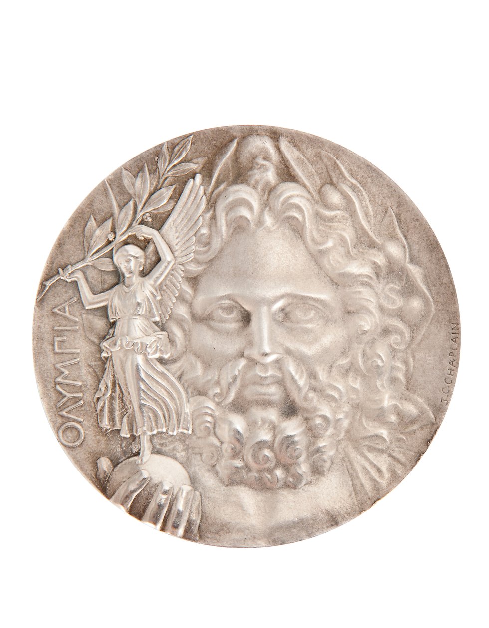 Medalha olímpica do primeiro lugar, Atenas 1896 (prata) (ver também 2628776) de Jules Clement Chaplain
